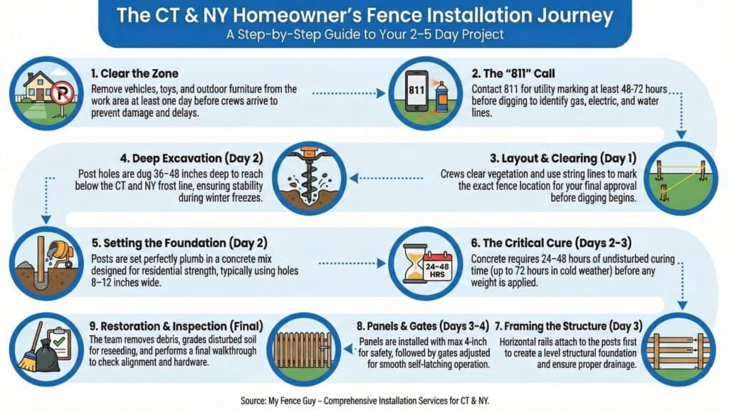 Fence installation process timeline overview