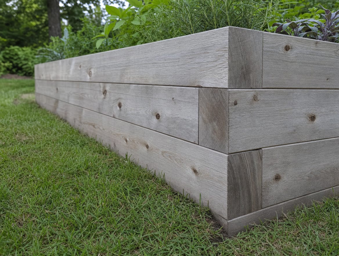 Close detail of a well-built cedar planter box with clean joinery